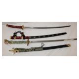 2pcs 41in Samurai Swords with Scabbards