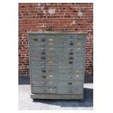 Antique Industrial 24 Drawer Cabinet on double