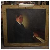 Portrait of a Man Oil on Canvas 'Playing a Piano'