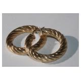 14kt Gold Designer Cable Hoop Earrings
