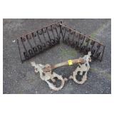3 pc. Antique Cast Iron Architect railings and pot