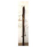 Pair of 7'5' Antique Snow Skis w/ poles