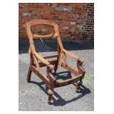 Antique Victorian slant back Chair w/ carved dog