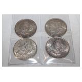 4pc US Morgan Silver Dollars 1879O, 1887, 1897,