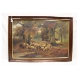 24' x 34' Antique Oil on Canvas signed C. Von