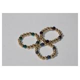 3pc 14kt gold beaded Rings (stretchable)