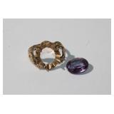 10kt  yellow gold Ring w/ loose amethyst size 8.25