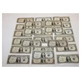 25 US $1.00 Silver Certificates dated 1935 &