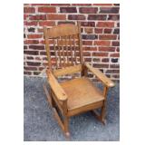 Child's Tiger Sewn Oak Arts & Craft Style Rocker