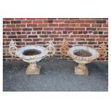 Pr. Antique Cast Iron Planter