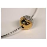 18K Two Tone Necklace that features a YG Ball w/