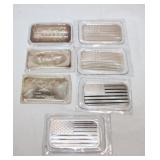 7pc Coins; 1 oz Silver Bars .999 fine silver;