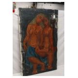 Ca 1957 Modernist Figuritive Oil on Canvas