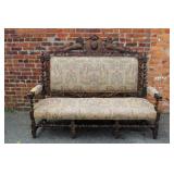 Antique French Louis XIII carved walnut Sofa w/
