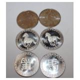 Group of 6 Coins; 2014 Year of the Horse