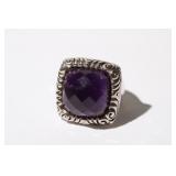 .925 Stering Designer hallmarked amethyst Ring