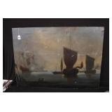 19th Century Marine Oil on Canvas Painting