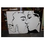 Black & White Print on Metal 'Kissing'