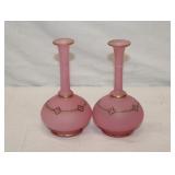 Pait of Pink FrenchApoline Glass Vases w/