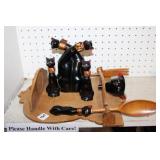 Shafford Black Cat Salad/ cruet/ spoon set