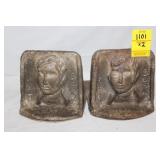 Pair of Antique Cast Iron Bookends 5'x5'