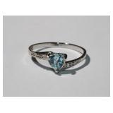 Tillion Cut Natural Blue Topaz & Diamond Ring