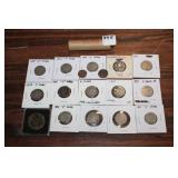 14 V Nickels, roll of wheat pennies, Napoleon