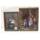 2pc Vintage Lithographs 'Circe's Palace' &