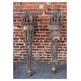 Pair 5' tall Metal Vintage Sconces w/ goat heads