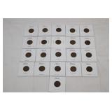 21 US Indian Head Pennies dated between