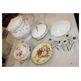 Group of Porcelains; Limoges Cover Dish, Peony