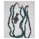 Turquoise Necklace - The cross heavy incased