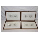 4pc Antique Engravings of Medals 'Resolutions of