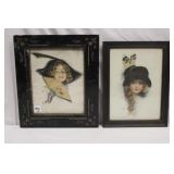 2pc Harrison Fisher ca 1912 'Fisher Girl' Prints