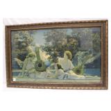 Maxfield Parrish Lithograph 'The Lute Players'