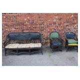 Antique 3 pc. wicker sofa, rocker