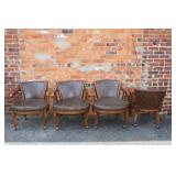 Set of 4 1970s Vinyl Chairs on rollers