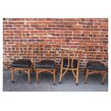 Set of 4 Vintage Rattan Chairs w/ vinyl seat