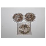 Group of 3 - 1 troy ounce .999 fine silver;