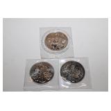 Group of 3 - 1 troy ounce .999 fine silver;