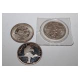 Group of 3 - 1 troy ounce .999 fine silver;