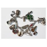 .925 Sterling Heavy Charm Bracelet with mostly