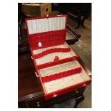 Red & White Mid Century Modern Flatware Chest.