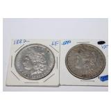 2pc Morgan Silver Dollars; 1880 VF & 1882 EF