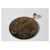 14kt Gold Engraved Pendant 16.8 grams