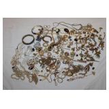 Large Bag of Gold Tone Costume Jewelry
