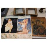 Group Lot inc. 4 small frames, madonna print,