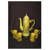 5pc Japanese 15.5' tall Pitcher/Stein w/ 4 mugs