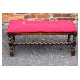Antique Oak bench with barley twist legs