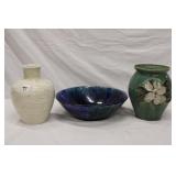 3pcs Ceramic Pottery, White Vase Flavia, Italy,